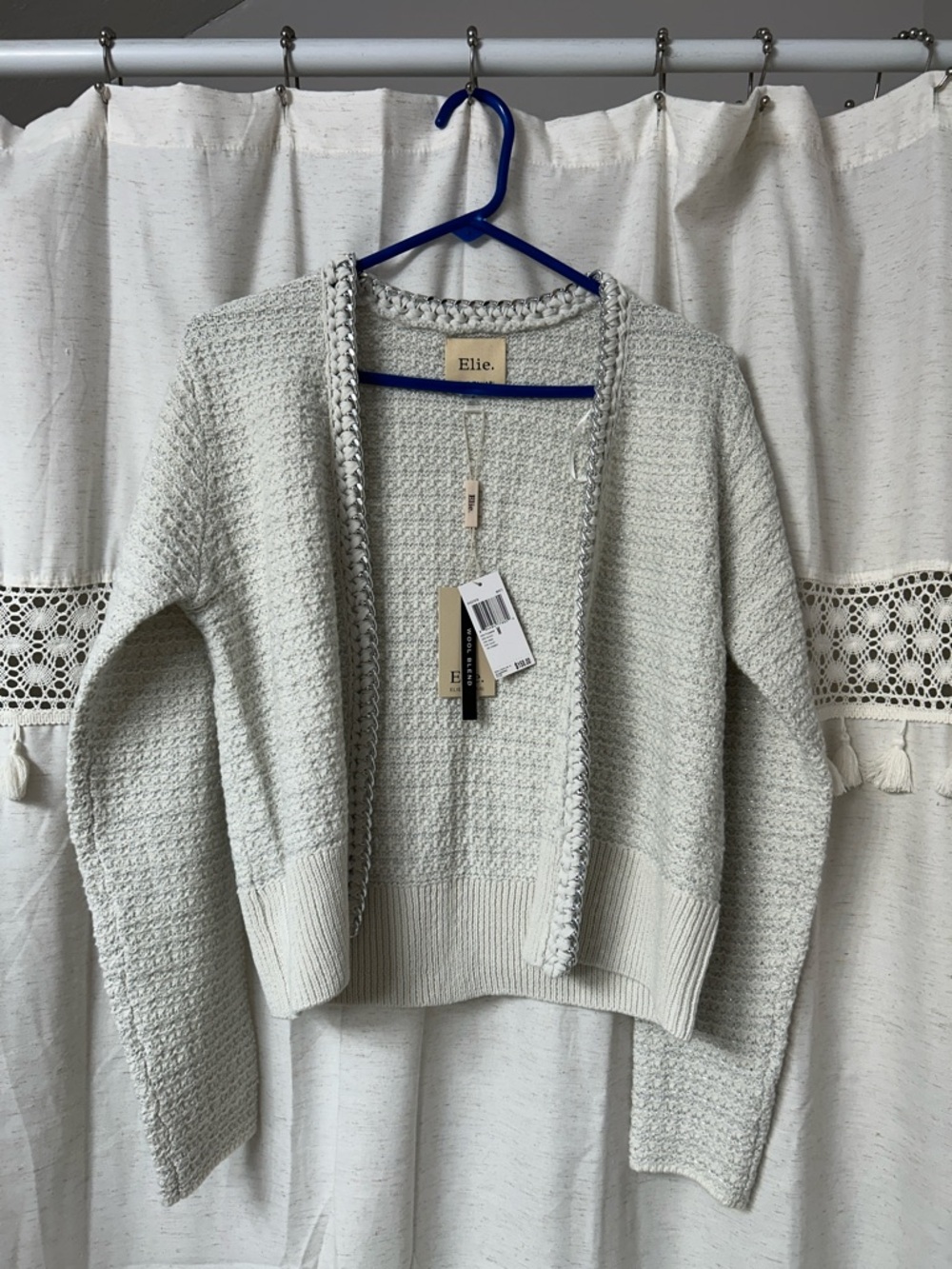 Cream Open-Front Knit Sweater